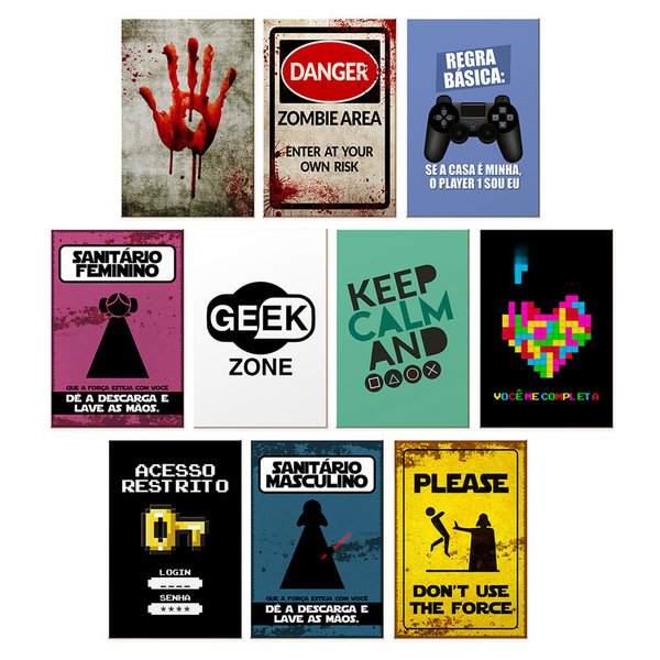 Kit 10 Quadros para Decoração Frases Jogos Banheiro Quarto Kit 10 Quadros para Decoração Frases Jogos Banheiro Quarto