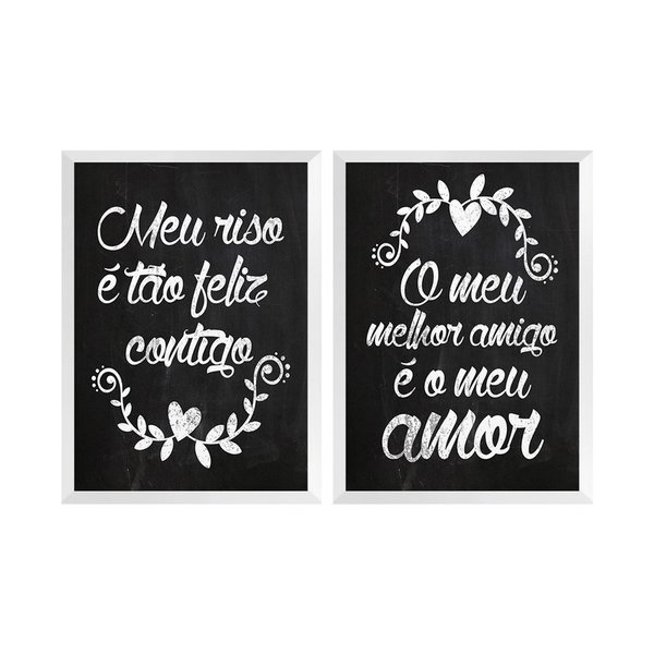 Kit 2 Quadros Decorativos para Quarto Frases Casal Amor Kit 2 Quadros Decorativos para Quarto Frases Casal Amor