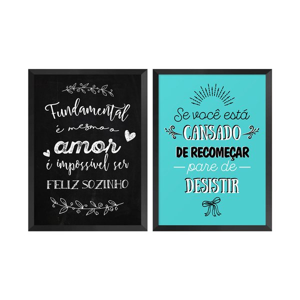 Kit 2 Quadros para Decoração Frases Amor Sala Quarto Kit 2 Quadros para Decoração Frases Amor Sala Quarto