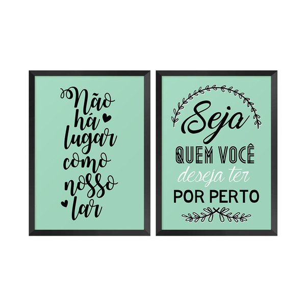 Kit 2 Quadros com Moldura Frases Lar Casa Sala Decoração Kit 2 Quadros com Moldura Frases Lar Casa Sala Decoração