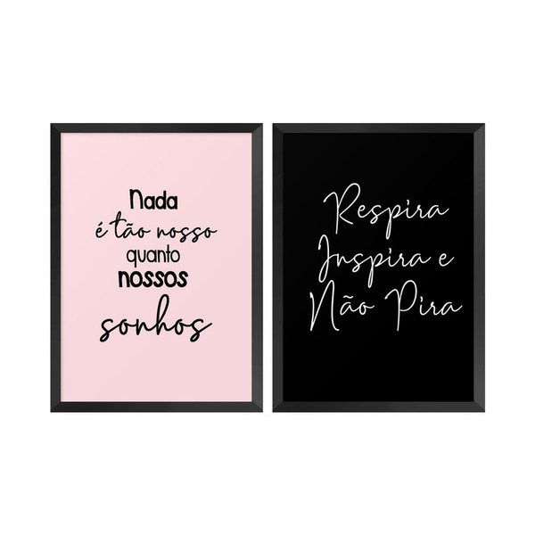 Kit 2 Quadros para Decoração Sala Frases Motivação Sonhos Kit 2 Quadros para Decoração Sala Frases Motivação Sonhos