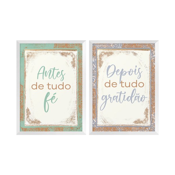 Kit 2 Quadros para Decoração Frases Gratidão Fé Sala Kit 2 Quadros para Decoração Frases Gratidão Fé Sala