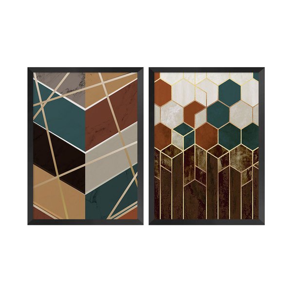 Kit 2 Quadros Decorativos Geométrico Moderno Escritório Sala Kit 2 Quadros Decorativos Geométrico Moderno Escritório Sala