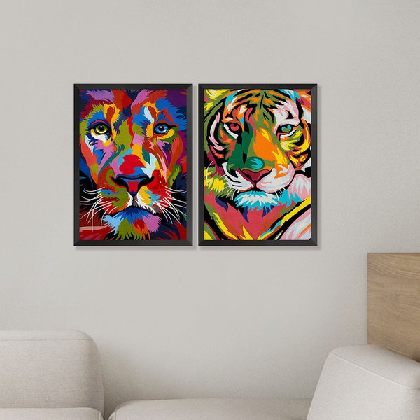 Quadro Decorativo Canvas Animal Selvagem Tigre Por do Sol