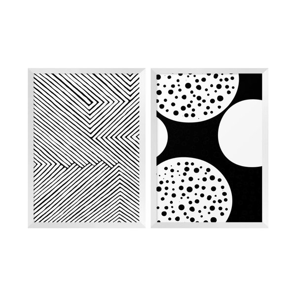 Kit 2 Quadros com Moldura Geométrico Formas Decoração Sala Kit 2 Quadros com Moldura Geométrico Formas Decoração Sala