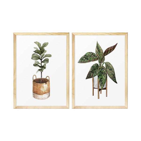 Kit 2 Quadros para Decoração Plantas Vasos Folhagens Cozinha Kit 2 Quadros para Decoração Plantas Vasos Folhagens Cozinha
