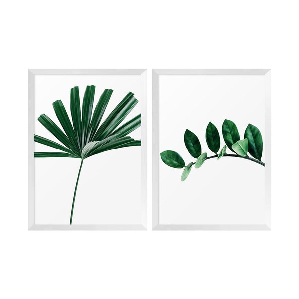 Kit 2 Quadros Decorativos Folhagens Plantas Moderno Sala Kit 2 Quadros Decorativos Folhagens Plantas Moderno Sala