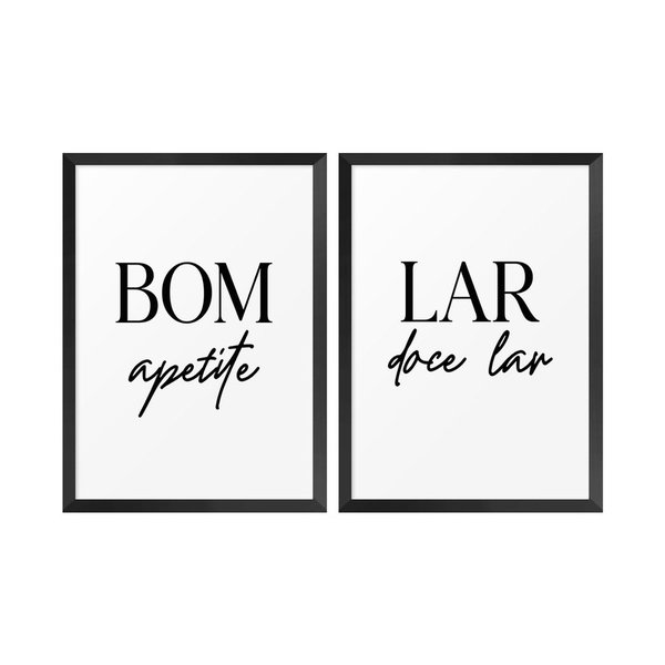 Kit 2 Quadros com Moldura Frases Cozinha Lar Decoração Kit 2 Quadros com Moldura Frases Cozinha Lar Decoração