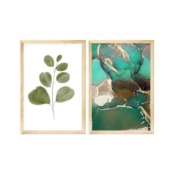 Kit 2 Quadros Decorativos Sala Estar Moldura Pinus Plantas Folhas Abstrato Kit 2 Quadros Decorativos Sala Estar Moldura Pinus Plantas Folhas Abstrato