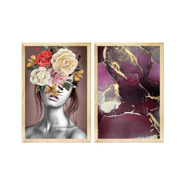Kit 2 Quadros Pequenos Decorativos Ambiente Sala Feminino Flores Colorido Kit 2 Quadros Pequenos Decorativos Ambiente Sala Feminino Flores Colorido