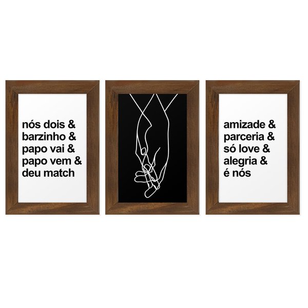 Kit 3 Quadros para Decoração Quarto Casal Frases Minimalista Kit 3 Quadros para Decoração Quarto Casal Frases Minimalista