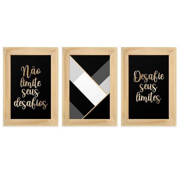 Kit 3 Quadros Decorativos para Quarto Geométrico Frases Kit 3 Quadros Decorativos para Quarto Geométrico Frases