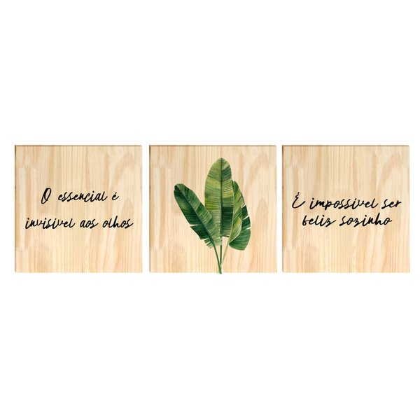 Kit 3 Quadros para Decoração Plantas Frases Sala Cozinha Kit 3 Quadros para Decoração Plantas Frases Sala Cozinha