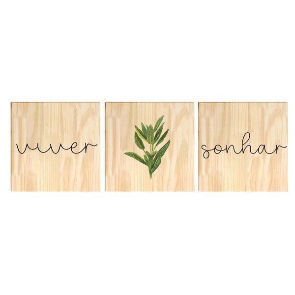 Kit 3 Quadros para Decoração Frases Plantas Sala Cozinha Kit 3 Quadros para Decoração Frases Plantas Sala Cozinha