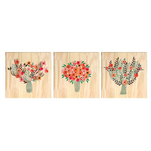 Kit 3 Quadros para Decoração Flores Coloridas Sala Quarto Kit 3 Quadros para Decoração Flores Coloridas Sala Quarto