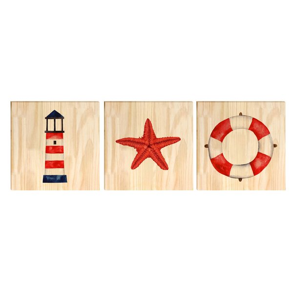 Kit 3 Quadros Decorativos para Quarto Sala Praia Mar Estrela Kit 3 Quadros Decorativos para Quarto Sala Praia Mar Estrela
