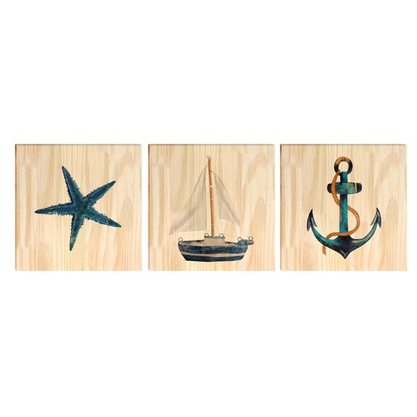 Kit 3 Quadros para Decoração Barco Estrela Sala Quarto Kit 3 Quadros para Decoração Barco Estrela Sala Quarto