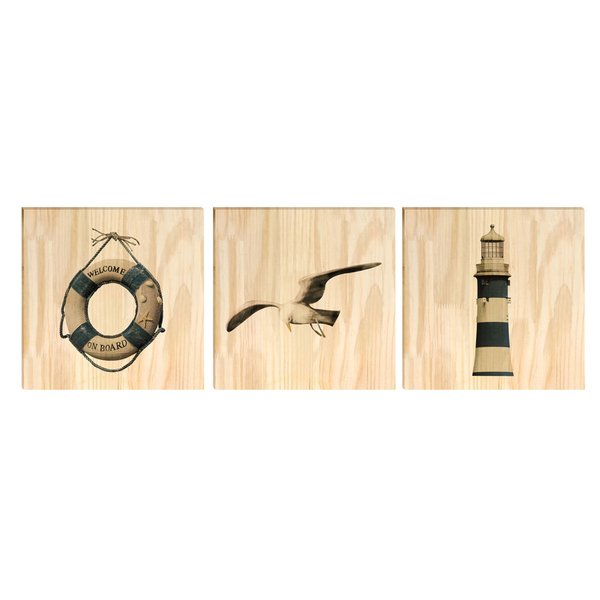 Kit 3 Quadros para Decoração Pássaro Farol Mar Sala Quarto Kit 3 Quadros para Decoração Pássaro Farol Mar Sala Quarto