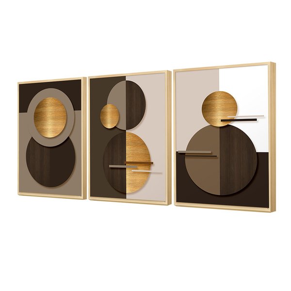 Kit 3 Quadros Decoração Ambiente Escritório Formas Geométricas Kit 3 Quadros Decoração Ambiente Escritório Formas Geométricas