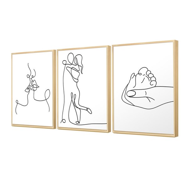 Kit 3 Quadros Decorativos Linhas Minimalista Família Kit 3 Quadros Decorativos Linhas Minimalista Família
