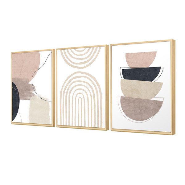 Kit 3 Quadros Decorativo Pequeno Escritório Geométrico Abstrato Kit 3 Quadros Decorativo Pequeno Escritório Geométrico Abstrato