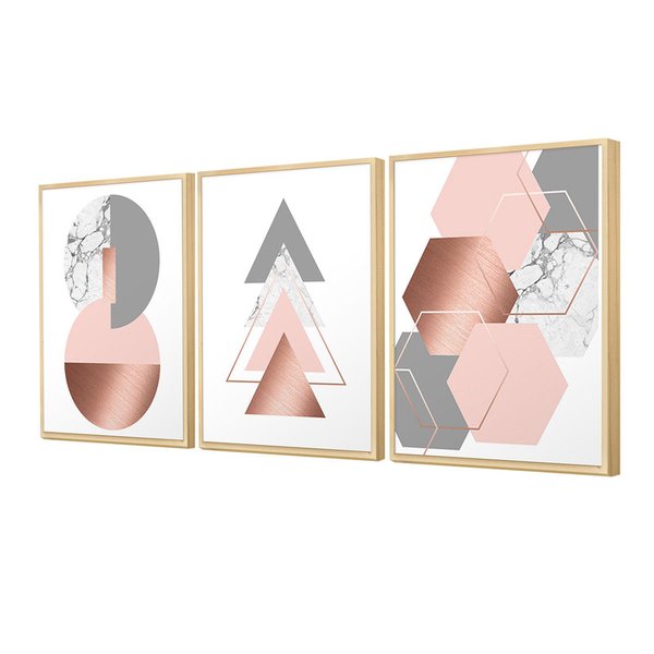 Kit 3 Quadros Decorativos Moldura Geométrico Moderno Quarto Kit 3 Quadros Decorativos Moldura Geométrico Moderno Quarto