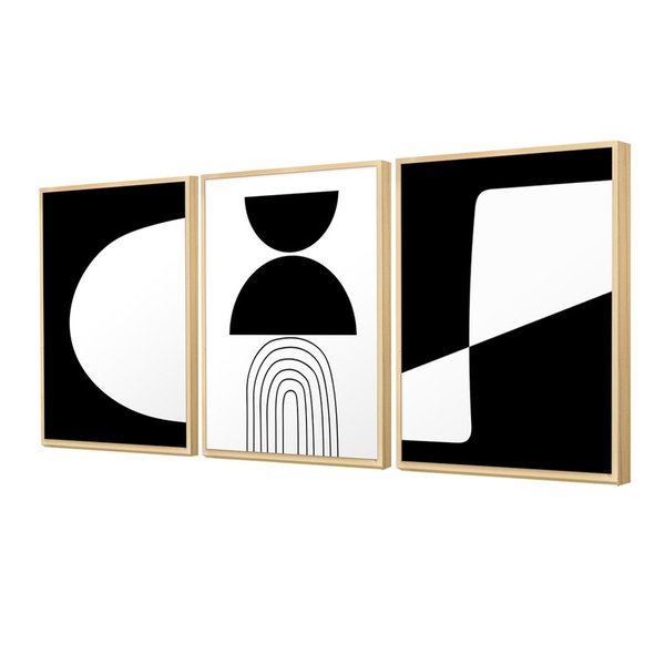 Kit 3 Quadros Decorativos Geométrico Preto e Branco Cozinha Kit 3 Quadros Decorativos Geométrico Preto e Branco Cozinha