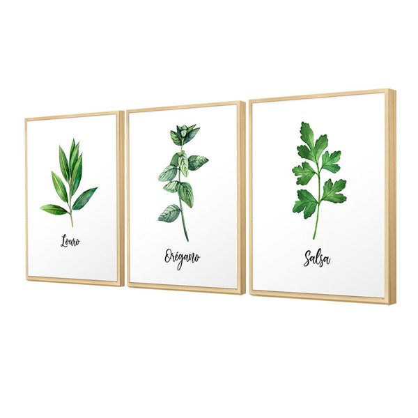 Kit Quadros Decorativos com Moldura Plantas Temperos Cozinha Kit Quadros Decorativos com Moldura Plantas Temperos Cozinha