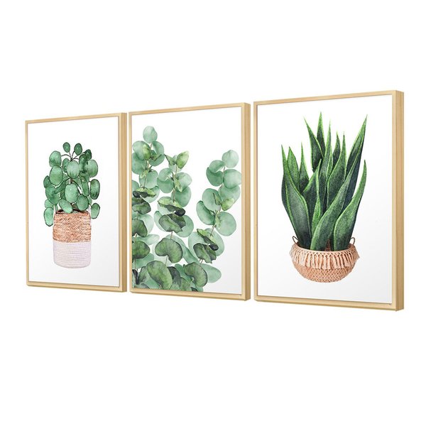 Kit 3 Quadros para Decoração Plantas Folhagem Sala Cozinha Kit 3 Quadros para Decoração Plantas Folhagem Sala Cozinha