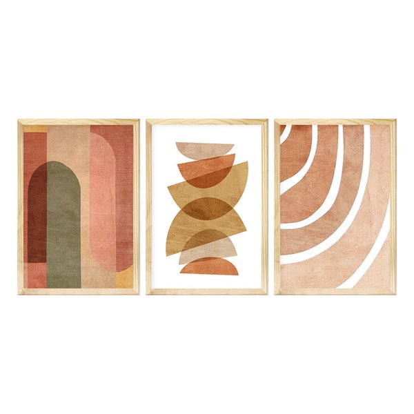 Kit 3 Quadros Geométricos Clássicos Decoração Hall Entrada Moldura Pinus Kit 3 Quadros Geométricos Clássicos Decoração Hall Entrada Moldura Pinus