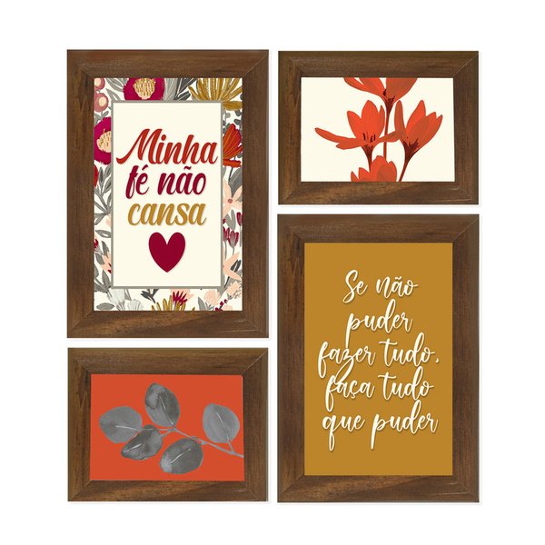 Kit 4 Quadros Decorativos Plantas Fé Frases Cozinha Sala Kit 4 Quadros Decorativos Plantas Fé Frases Cozinha Sala