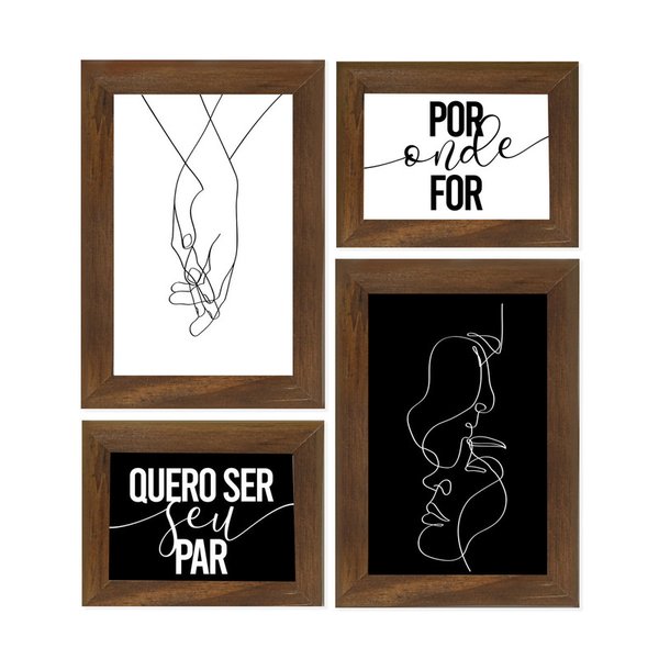 Kit 4 Quadros para Decoração Minimalista Quarto Casal Sala Kit 4 Quadros para Decoração Minimalista Quarto Casal Sala