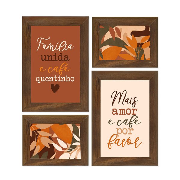 Kit 4 Quadros Decorativos Família Frases Folhas Sala Kit 4 Quadros Decorativos Família Frases Folhas Sala