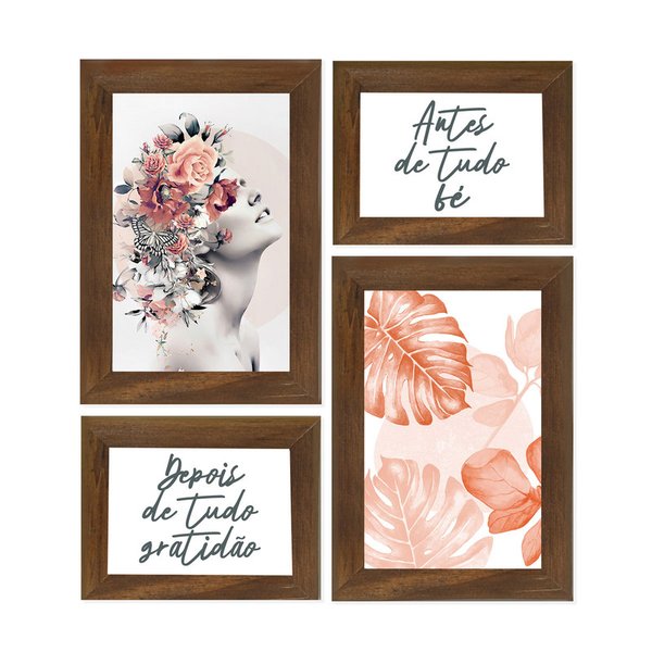 Kit 4 Quadros Decorativos Frases Flores Feminino Quarto Kit 4 Quadros Decorativos Frases Flores Feminino Quarto