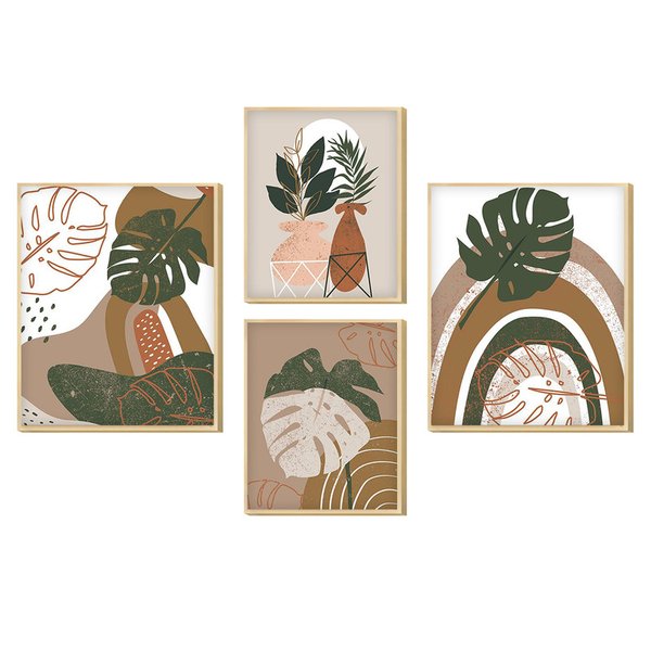 Kit 4 Quadros para Decoração Plantas Minimalista Cozinha Kit 4 Quadros para Decoração Plantas Minimalista Cozinha