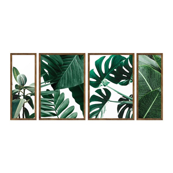 Kit 4 Quadros para Decoração Plantas Folhas Cozinha Sala Kit 4 Quadros para Decoração Plantas Folhas Cozinha Sala