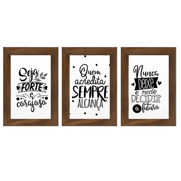 Kit 3 Quadros Decorativos Frases Motivação Fé Preto e Branco Quadro de Parede Sala Quarto Kit 3 Quadros Decorativos Frases Motivação Fé Preto e Branco Quadro de Parede Sala Quarto