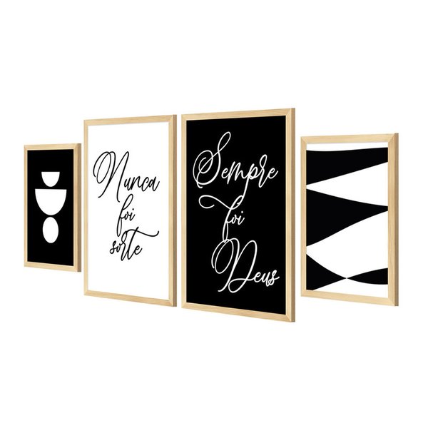 Kit 4 Quadros Decorativos Geométrico Frases Fé Deus Sala Kit 4 Quadros Decorativos Geométrico Frases Fé Deus Sala
