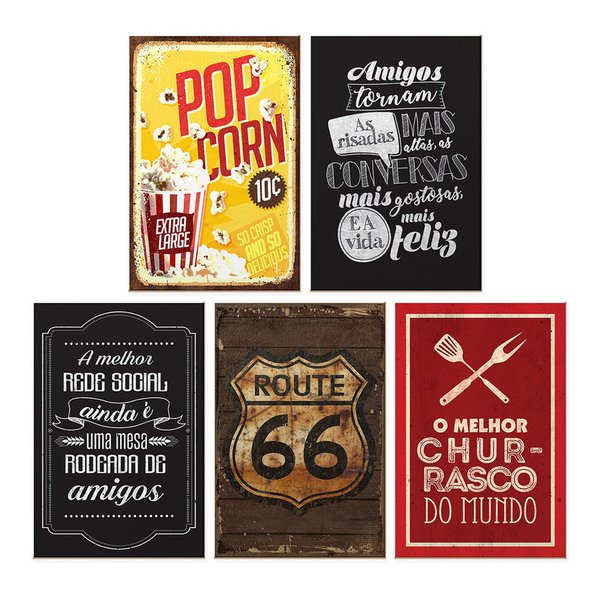 Kit 5 Quadros Decorativos Sala Cozinha Churrasco Frases Kit 5 Quadros Decorativos Sala Cozinha Churrasco Frases