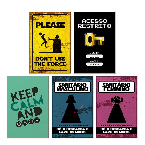 Kit 5 Quadros Decorativos para Banheiro Jogos Frases Kit 5 Quadros Decorativos para Banheiro Jogos Frases