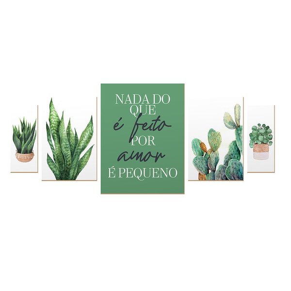 Kit 5 Quadros sem Moldura Frases Plantas Casa Cozinha Kit 5 Quadros sem Moldura Frases Plantas Casa Cozinha