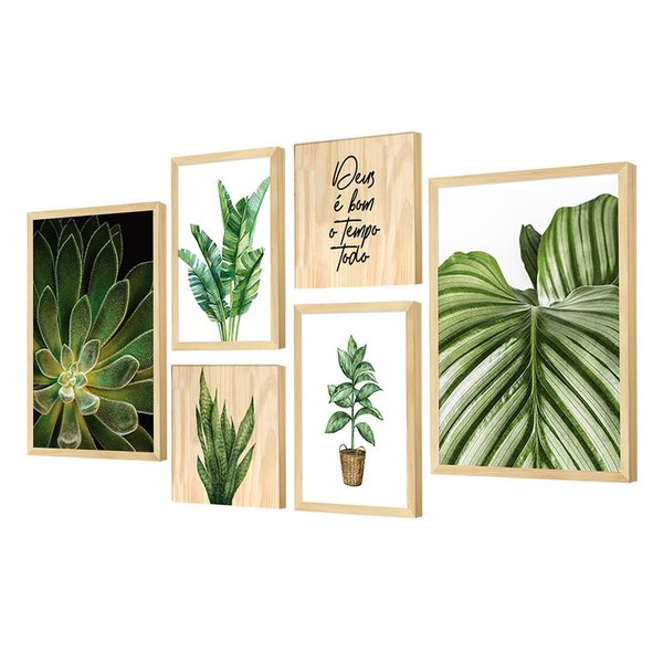 Kit 6 Quadros Decorativos Plantas Folhagens Frases Sala Quarto Kit 6 Quadros Decorativos Plantas Folhagens Frases Sala Quarto