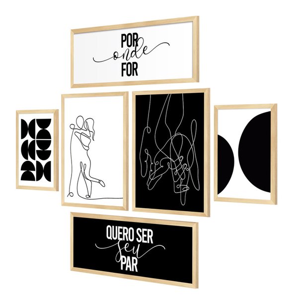 Kit 6 Quadros Decorativos Quarto Casal Frases Geométrico Kit 6 Quadros Decorativos Quarto Casal Frases Geométrico