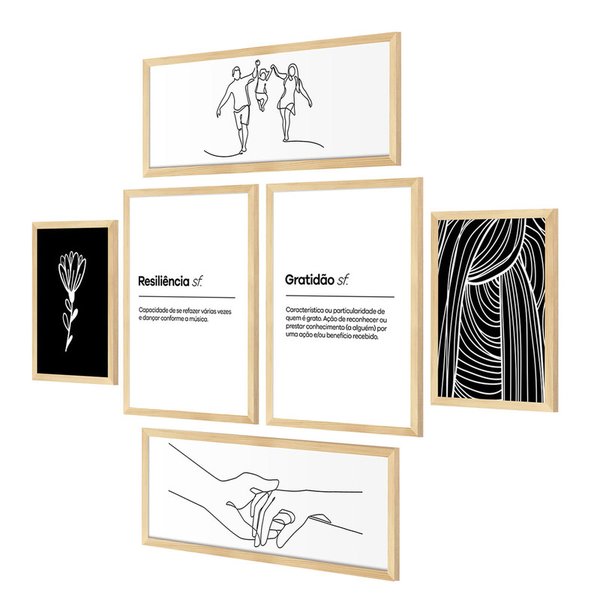Kit 6 Quadros Decorativos Família Minimalista Frases Sala Kit 6 Quadros Decorativos Família Minimalista Frases Sala