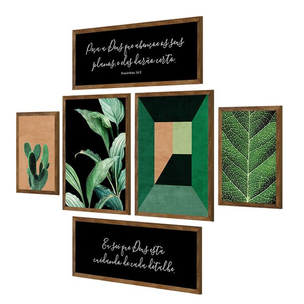 Kit 6 Quadros para Decoração Plantas Frases Geométrico Sala Kit 6 Quadros para Decoração Plantas Frases Geométrico Sala