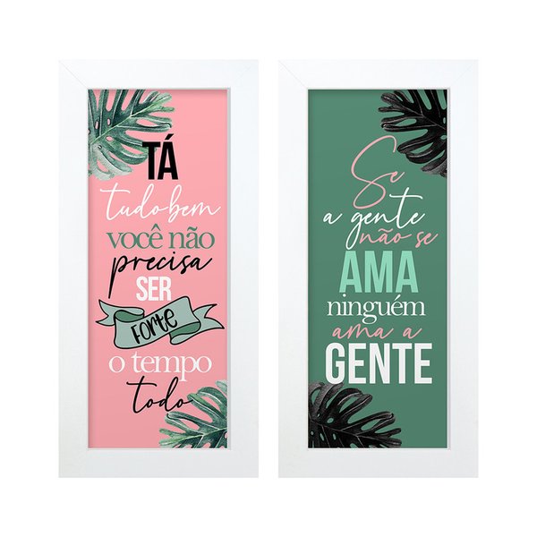 Dupla de Quadros Decorativos Frase Motivacional Amor Plantas Costela Adão Dupla de Quadros Decorativos Frase Motivacional Amor Plantas Costela Adão