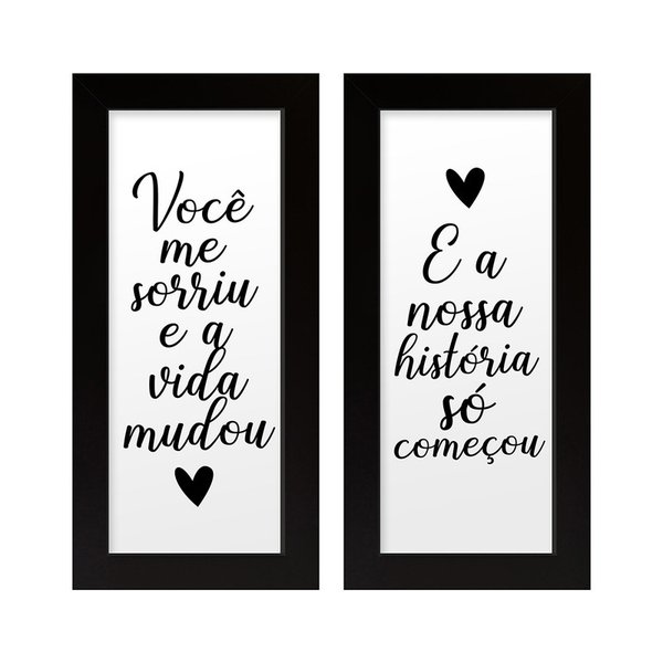 Quadros Decorativos Quarto Casal Em Mdf 6mm 43x43cmm Preto Trio - Carmisini