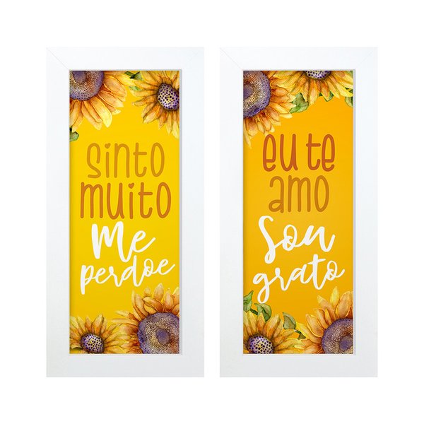 Dupla de Quadros Decorativos Frases Gratidão Girassol Flores Amarelo Gratidão Amor Dupla de Quadros Decorativos Frases Gratidão Girassol Flores Amarelo Gratidão Amor
