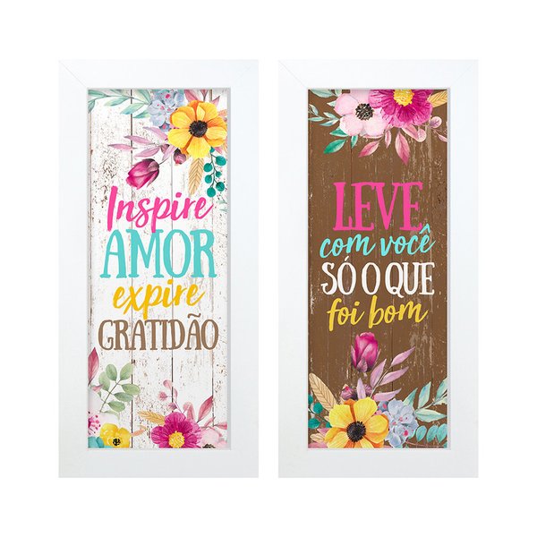 Dupla de Quadros Decorativos Gratidão Flores Rosas Amor Branco Motivação Decoração Folhas Colorido Dupla de Quadros Decorativos Gratidão Flores Rosas Amor Branco Motivação Decoração Folhas Colorido