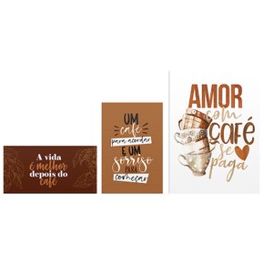 Kit 3 Placas Decorativas Cozinha Xícara Frases Amor Cantinho do Café